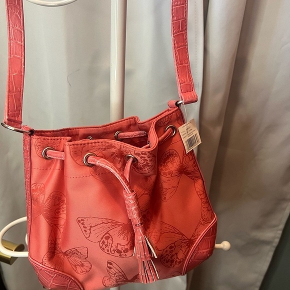 Liz Claiborne Handbags - Pink Butterfly Embroidered Shoulder Bag